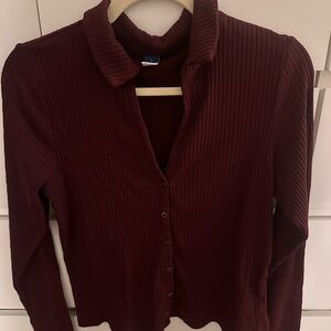 Old Navy Burgundy Button Down Shirt